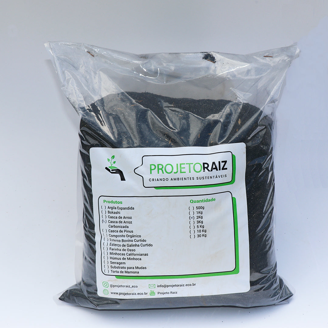 Casca de Arroz Carbonizada - 1 kg