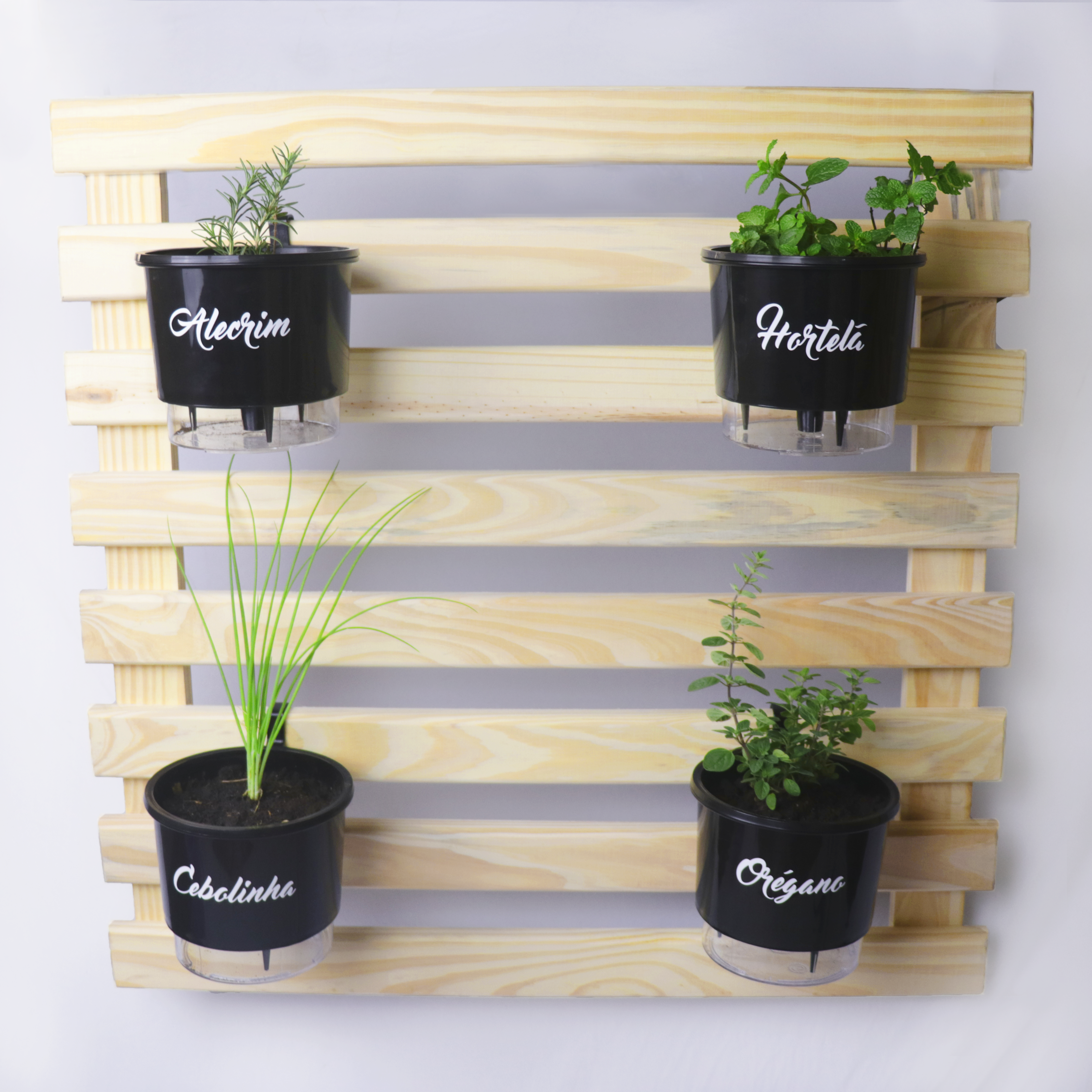 Kit Horta Vertical 80cm x 80cm com 4 Vasos Autoirrigáveis da Linha Gourmet