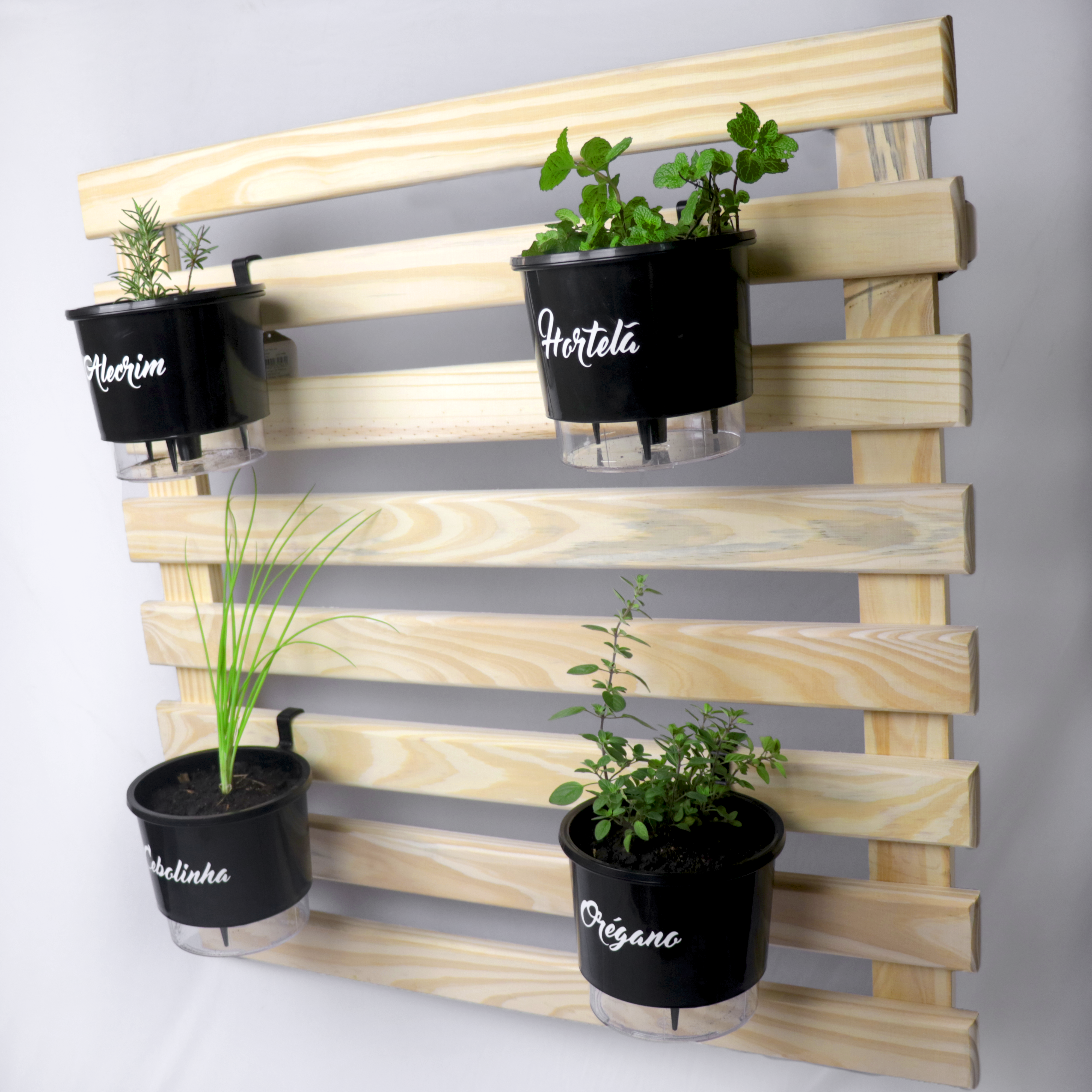 Kit Horta Vertical 80cm x 80cm com 4 Vasos Autoirrigáveis da Linha Gourmet