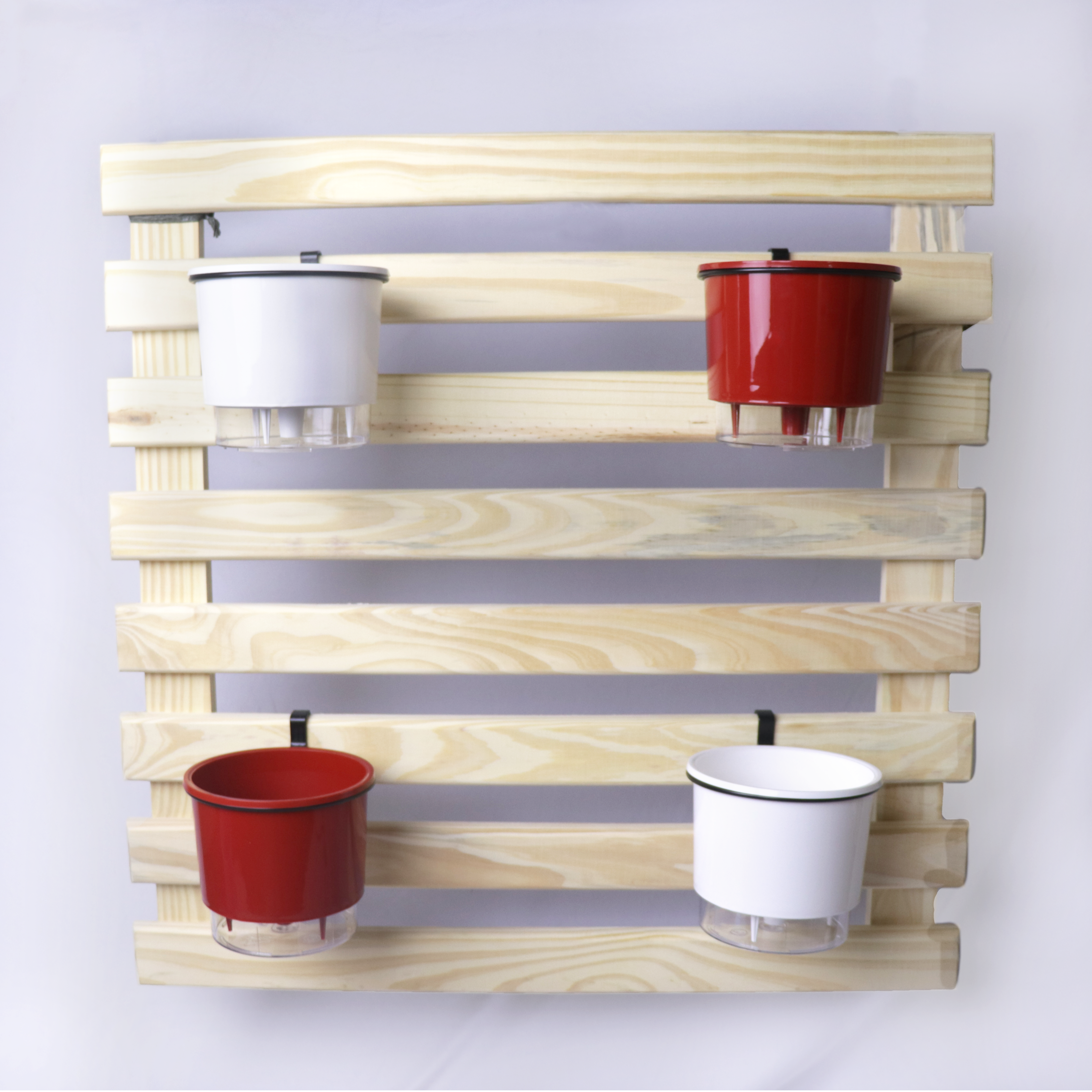 Kit Horta Vertical 80cm x 80cm com 4 Vasos Autoirrigáveis da Linha Arco ìris